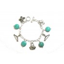 Silver Plated and Turquoise Charm Bracelet